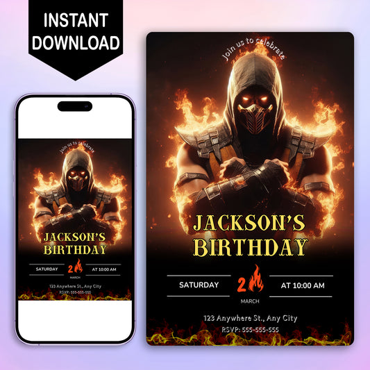 Mortal Kombat Birthday Invitation Template - CreativeRino