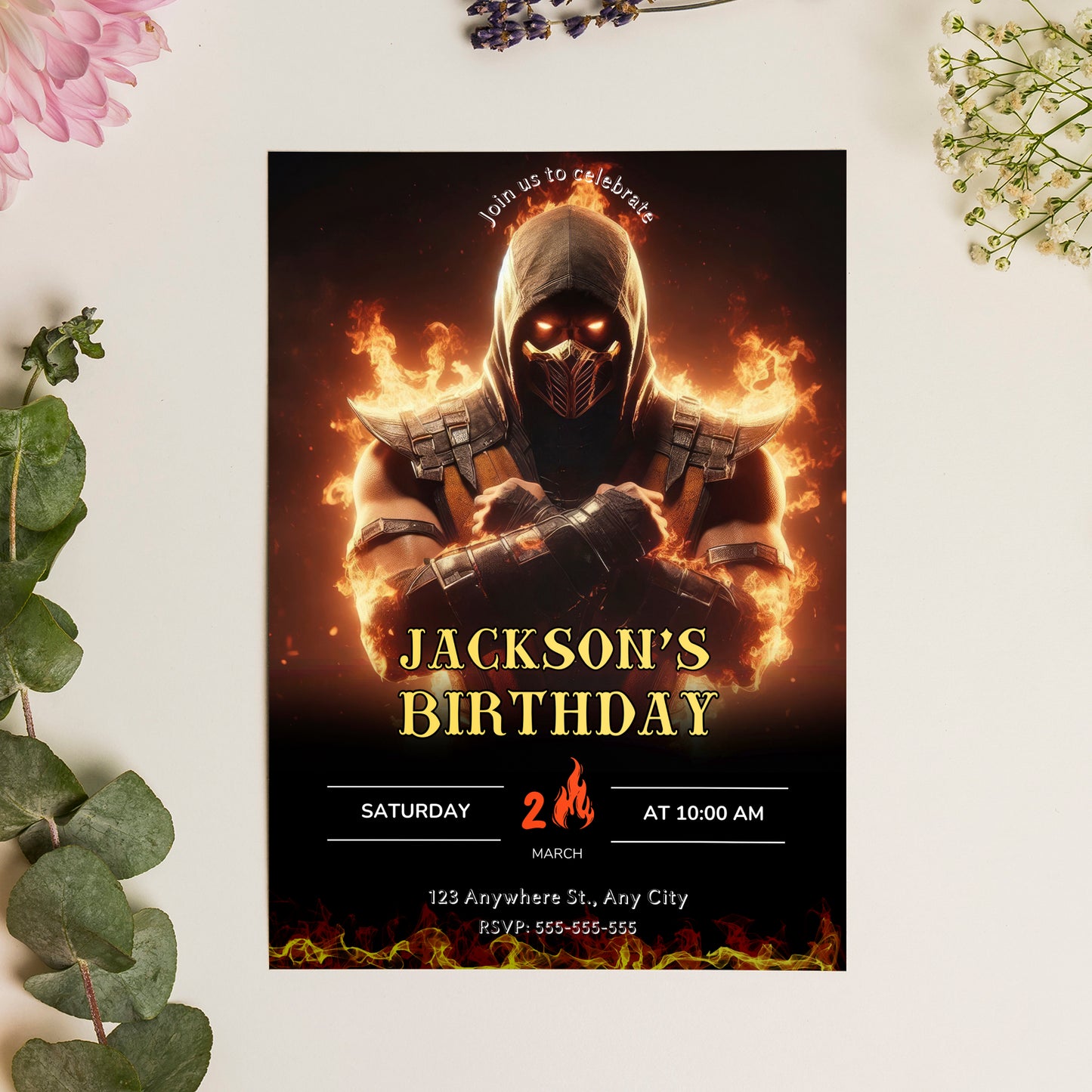 Mortal Kombat Birthday Invitation Template - CreativeRino