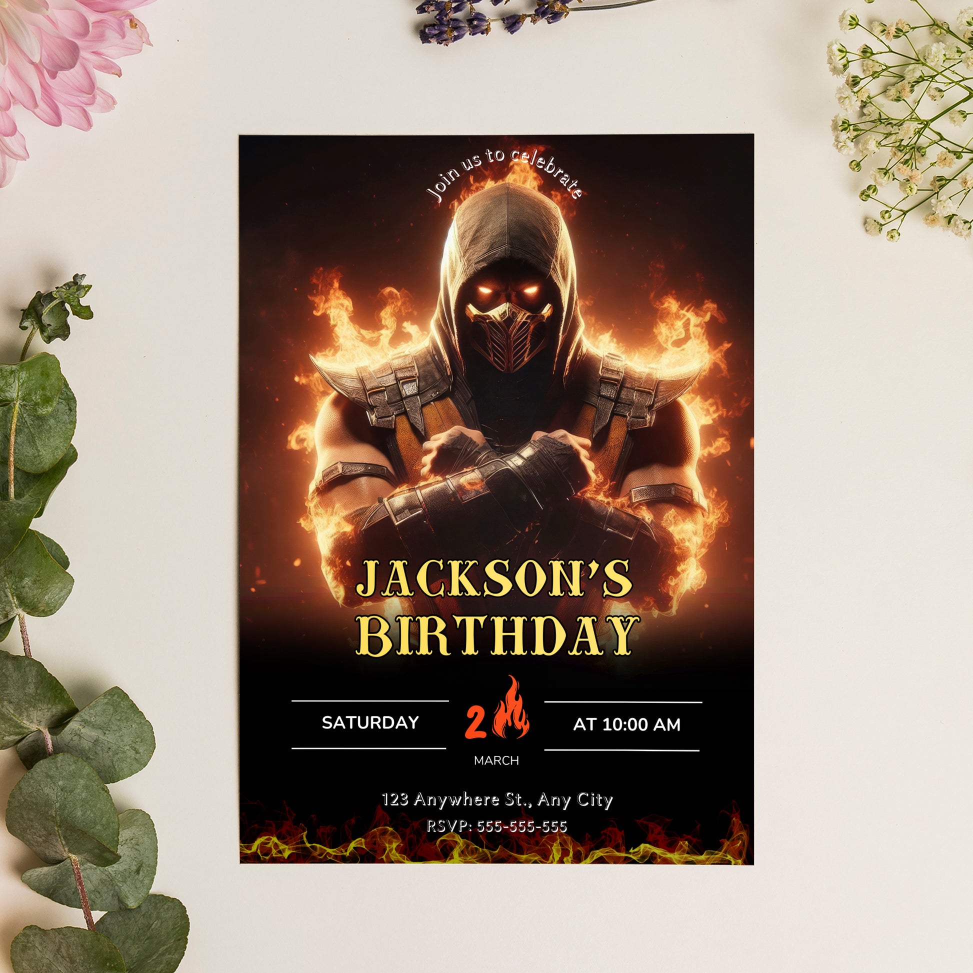 Mortal Kombat Birthday Invitation Template - CreativeRino