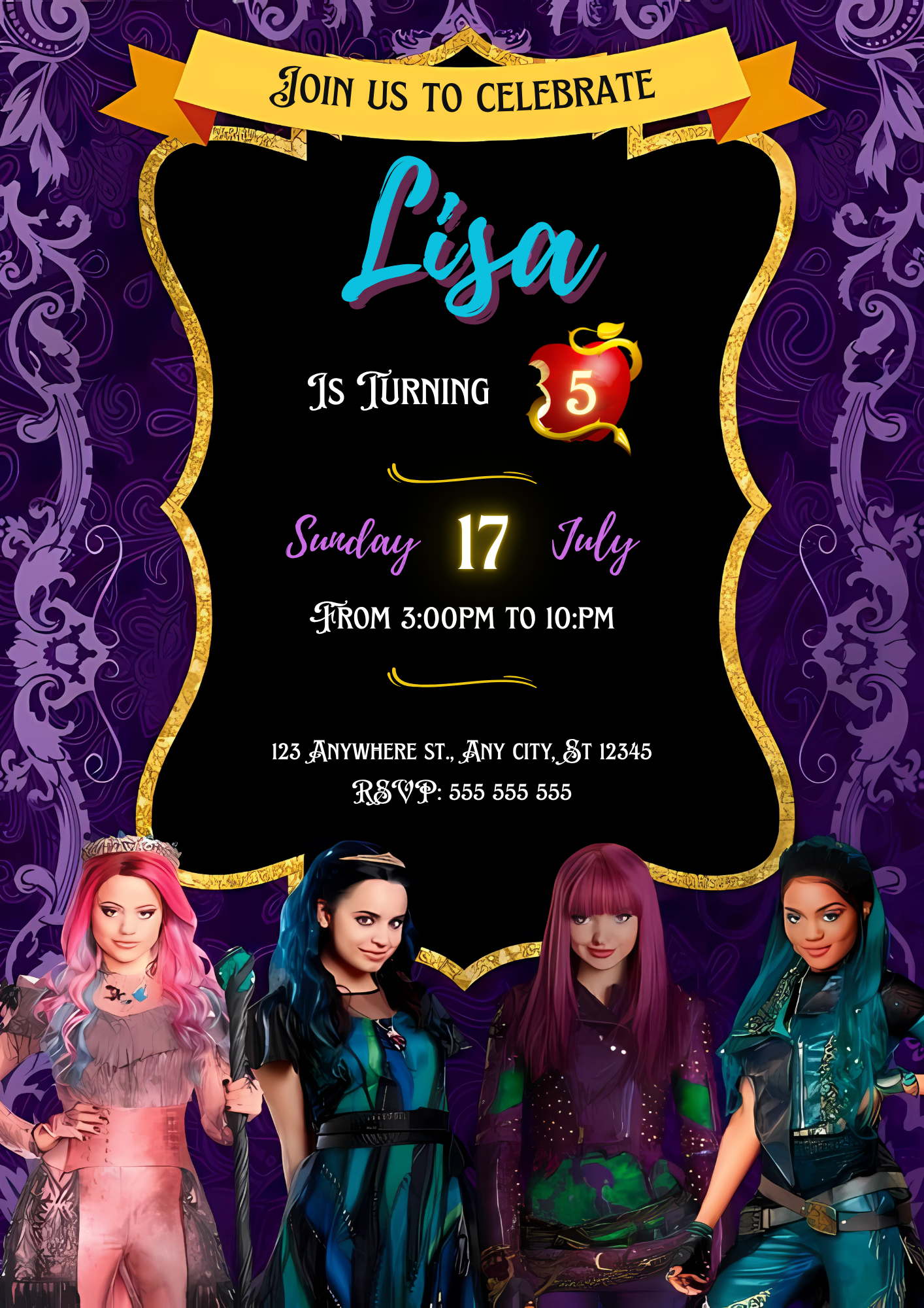 Descendants Birthday Invitation - CreativeRino