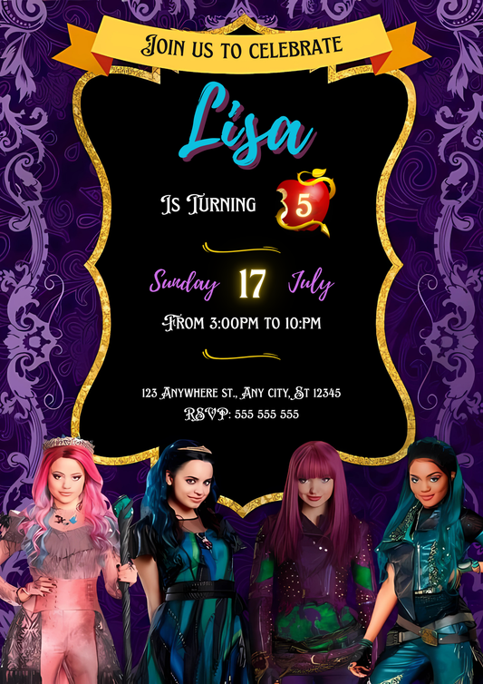 Descendants Birthday Invitation - CreativeRino
