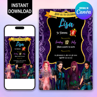 Descendants Birthday Invitation - CreativeRino