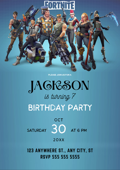 Editable Fortnite Birthday Invitation - CreativeRino