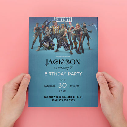 Editable Fortnite Birthday Invitation - CreativeRino