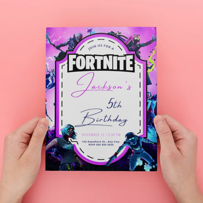 Digital Fortnite Birthday Invitations - CreativeRino