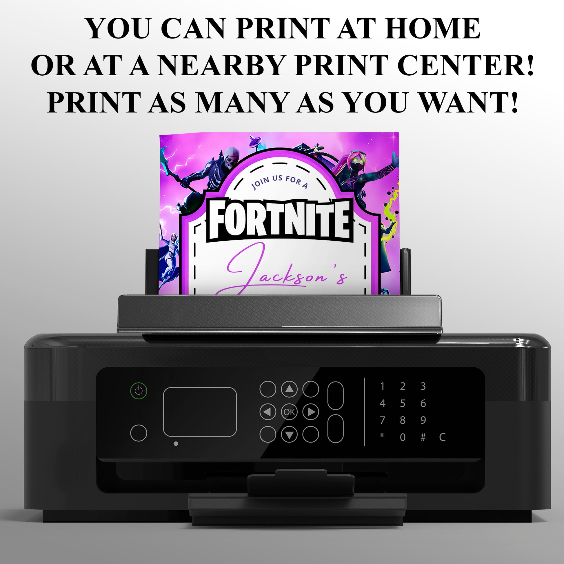 Digital Fortnite Birthday Invitations - CreativeRino