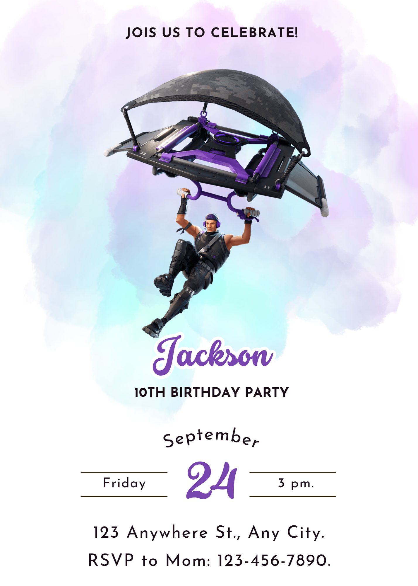 Printable Fortnite Birthday Invitations - CreativeRino