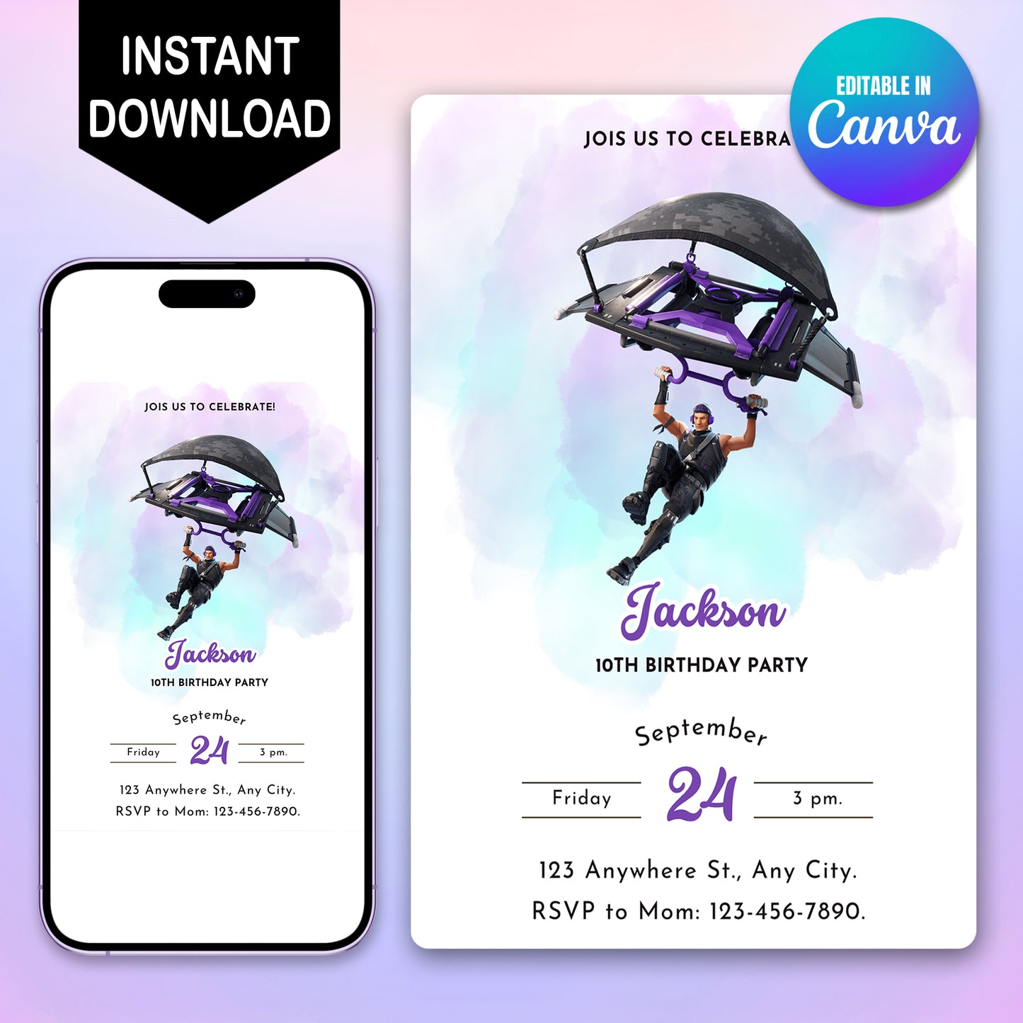 Printable Fortnite Birthday Invitations - CreativeRino