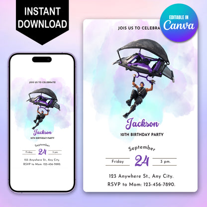 Printable Fortnite Birthday Invitations - CreativeRino