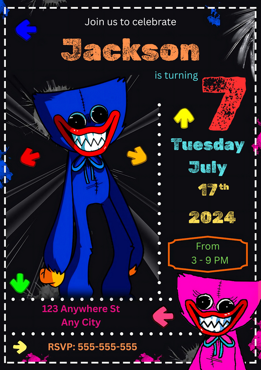 Printable Poppy Playtime Birthday Invitation - CreativeRino