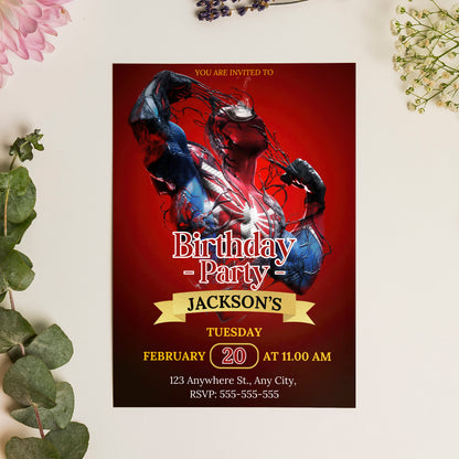 Spiderman Birthday Invitation Template - CreativeRino