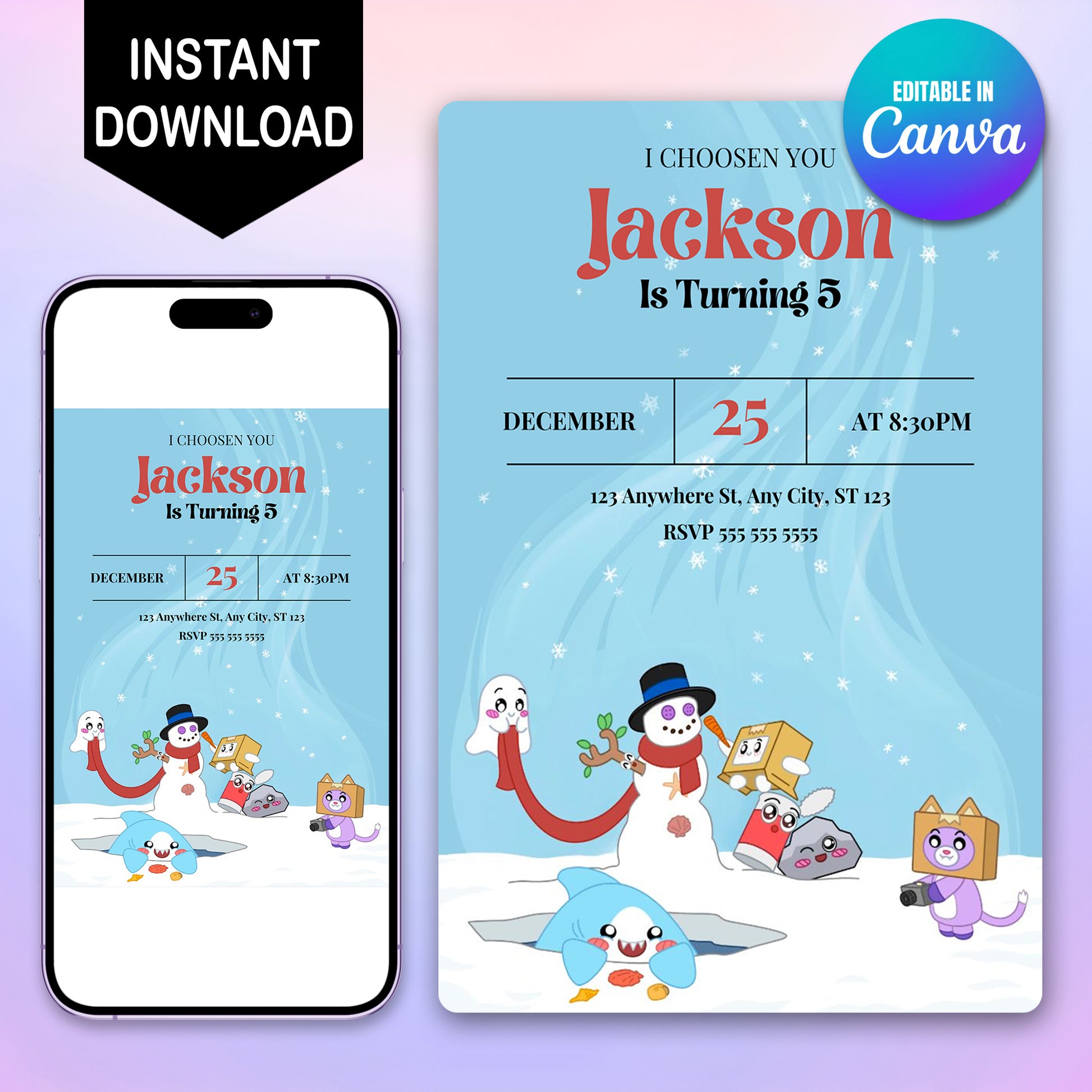 Lankybox Birthday Invitations - CreativeRino
