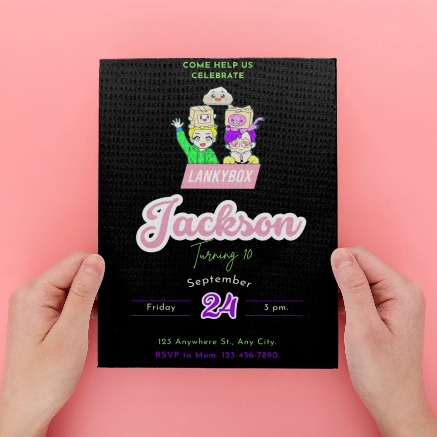 Lankybox Birthday Invitation Template - CreativeRino