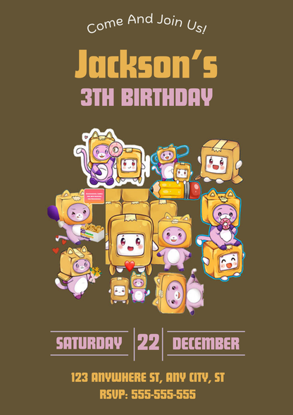 Lankybox Invitation - CreativeRino