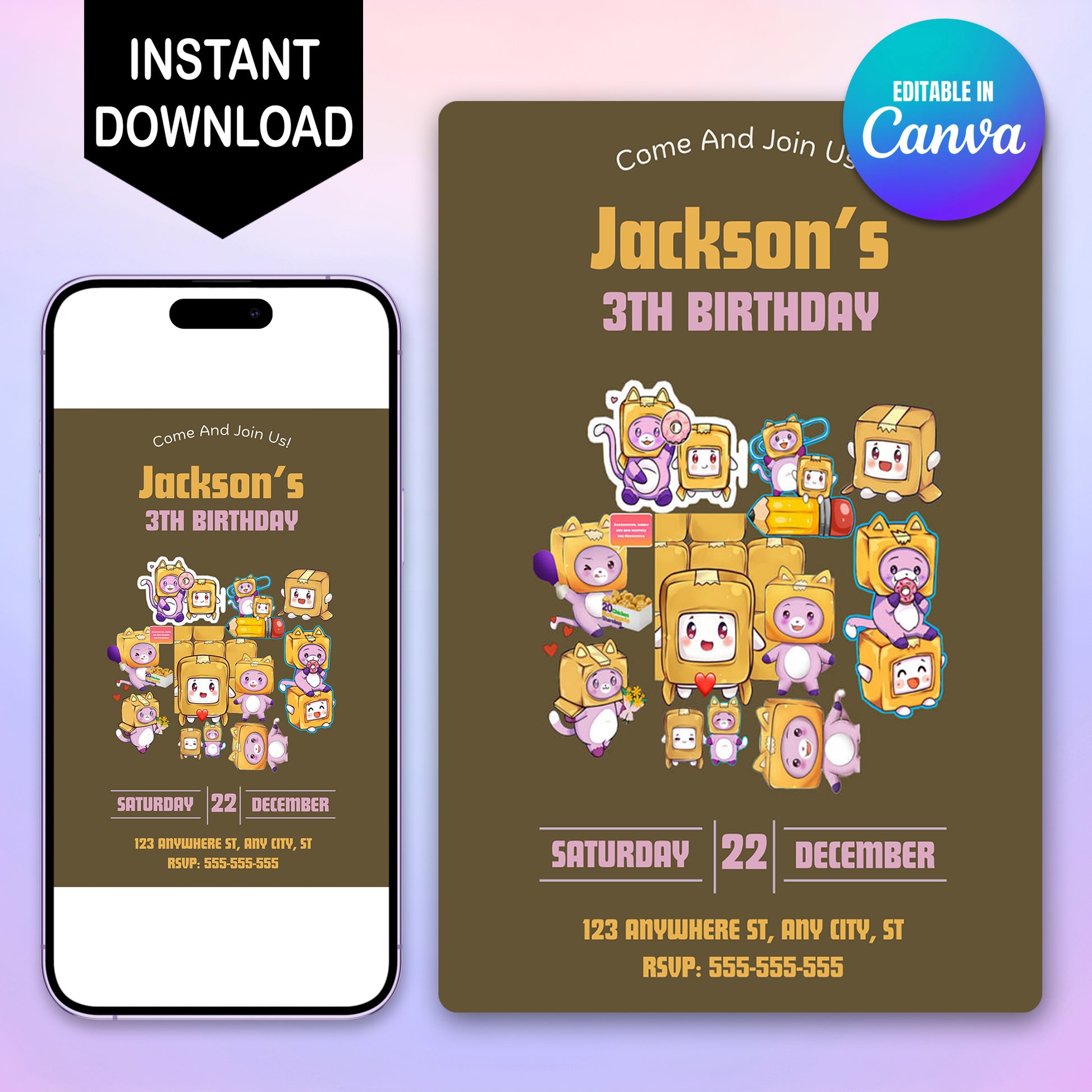 Lankybox Invitation - CreativeRino