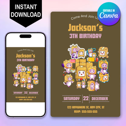 Lankybox Invitation - CreativeRino
