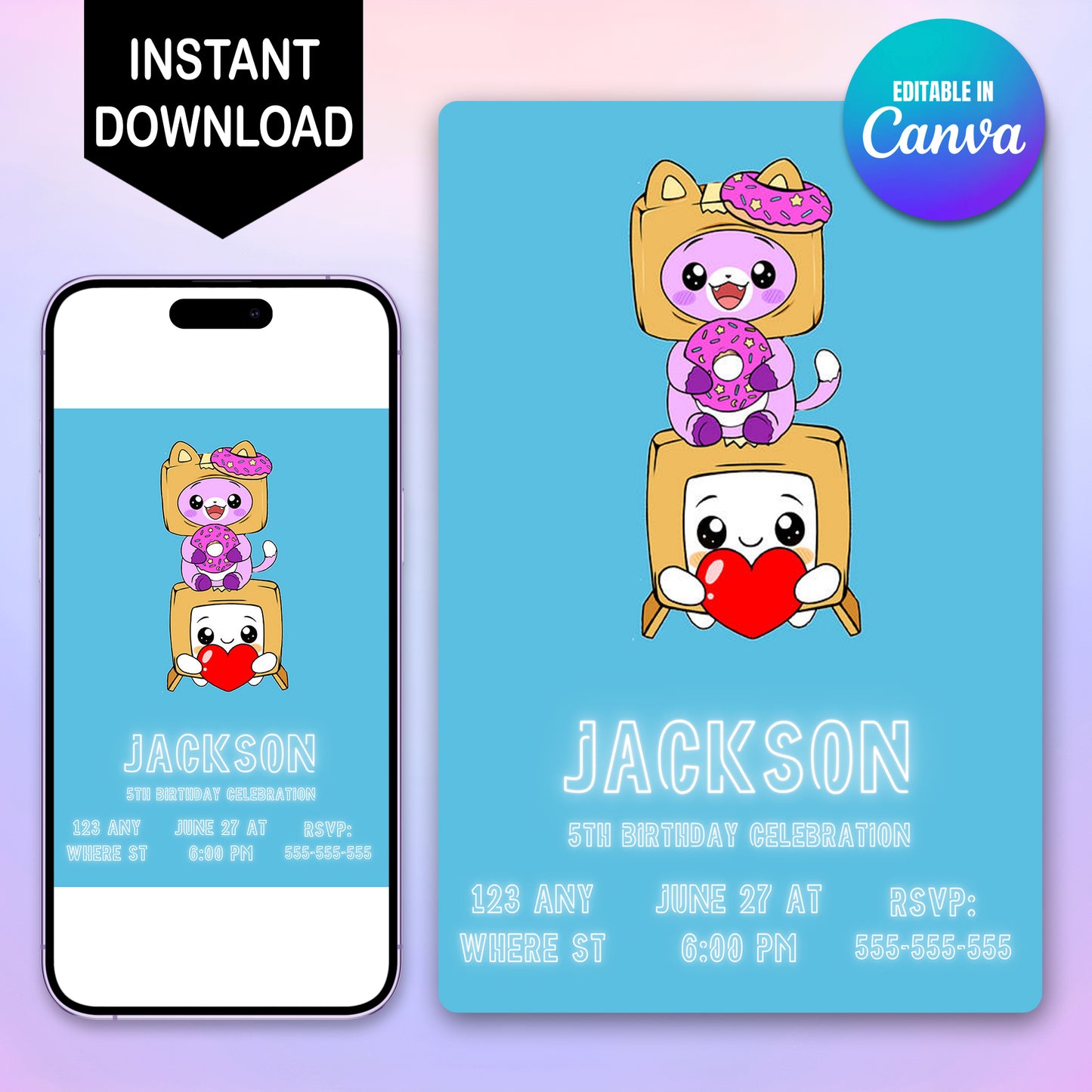 Lankybox Party Invitation - CreativeRino