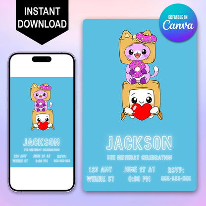 Lankybox Party Invitation - CreativeRino