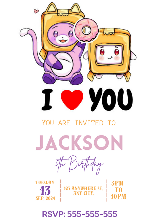 Lankybox Party Invite - CreativeRino