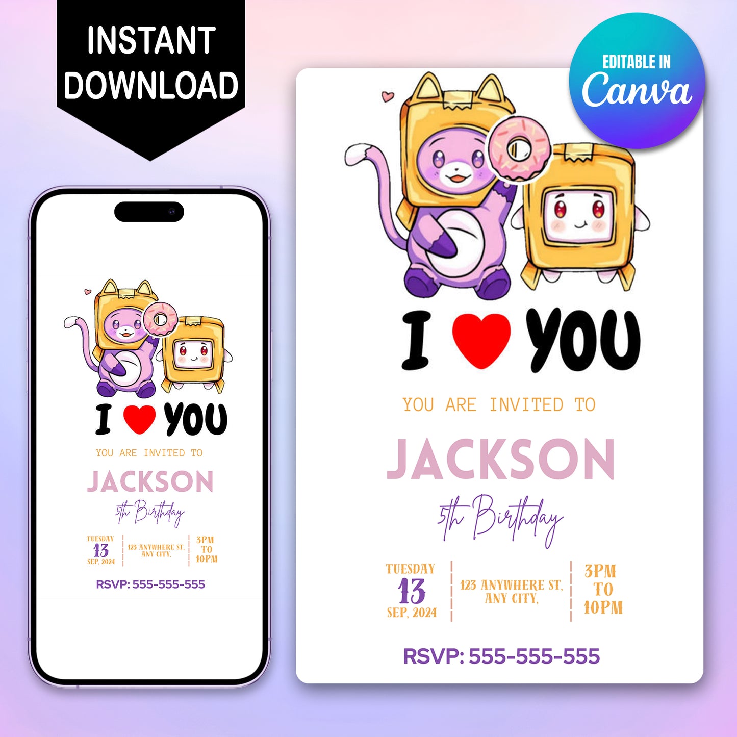 Lankybox Party Invite - CreativeRino