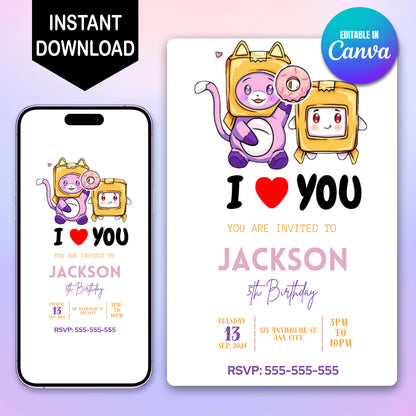 Lankybox Party Invite - CreativeRino