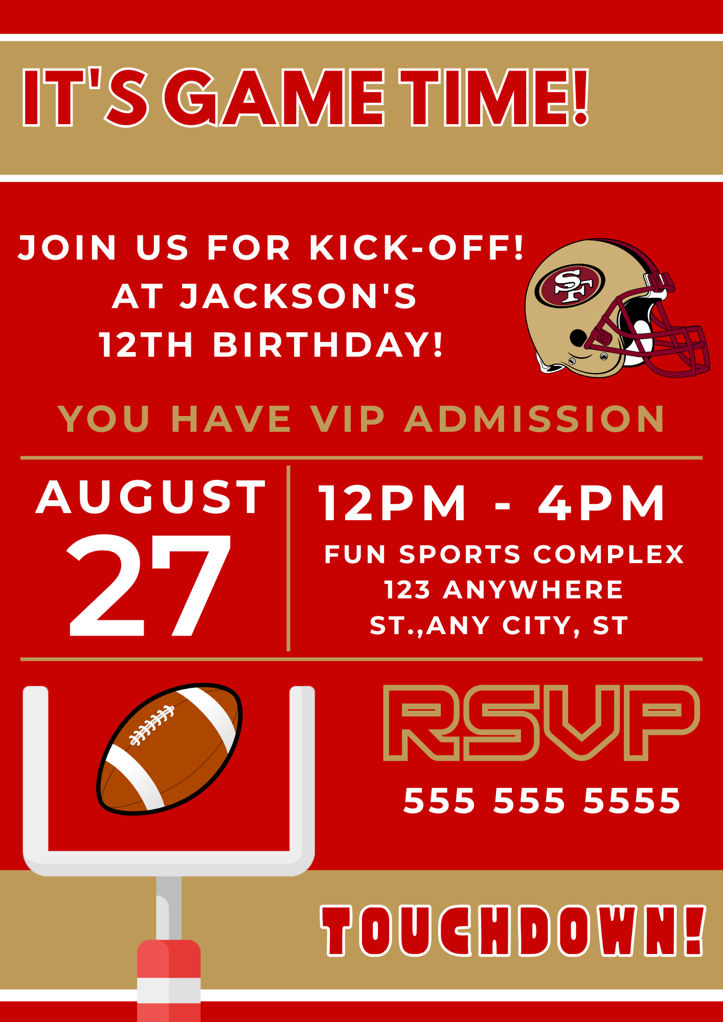 49ers Birthday Invitations - CreativeRino