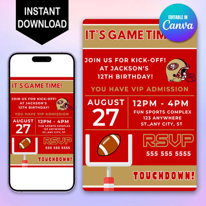 49ers Birthday Invitations - CreativeRino