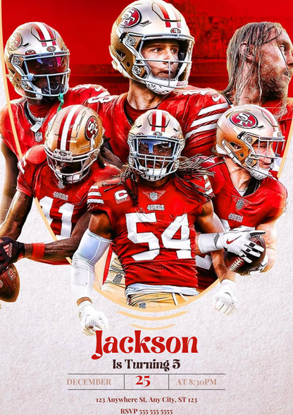 49ers Birthday Party Invitations - CreativeRino