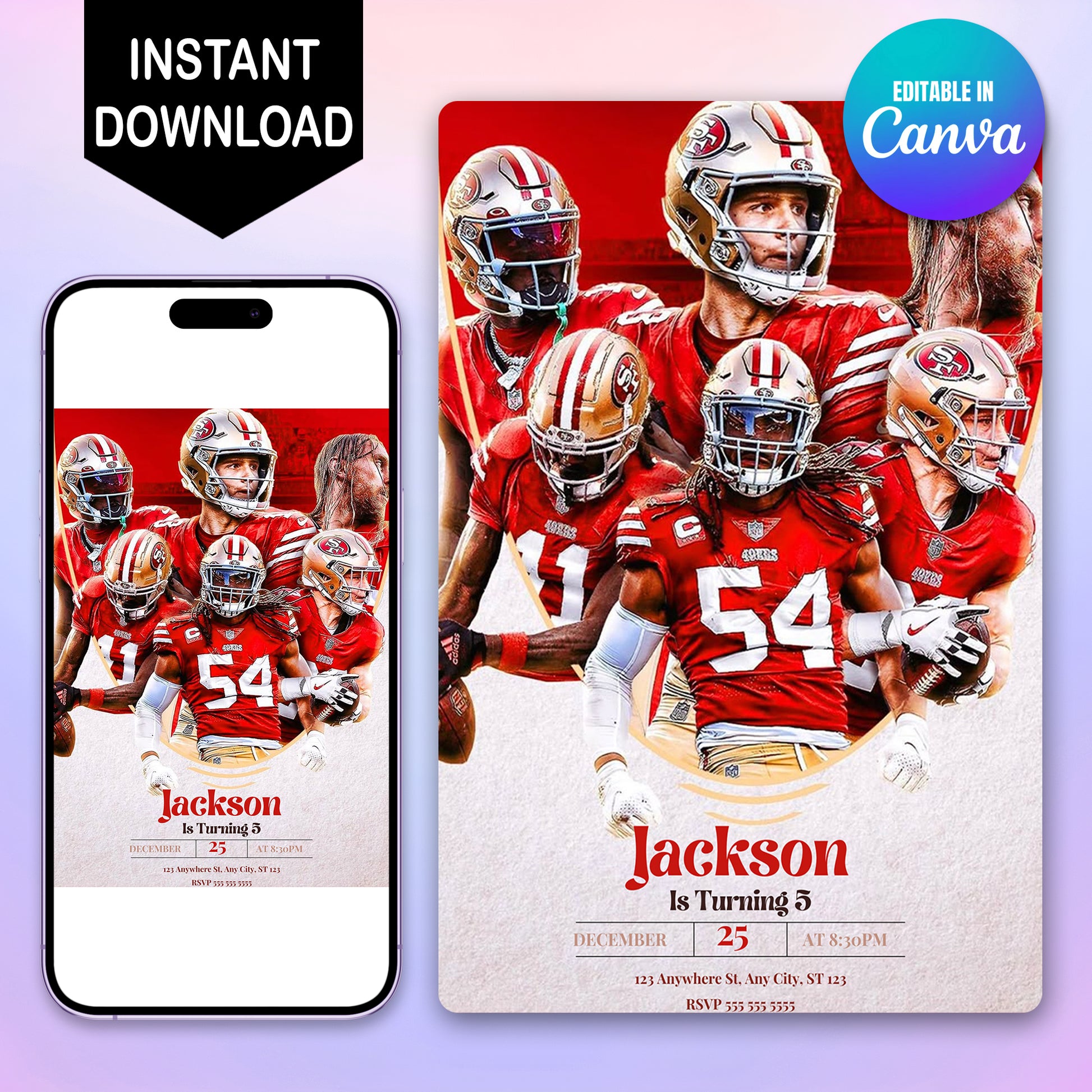 49ers Birthday Party Invitations - CreativeRino