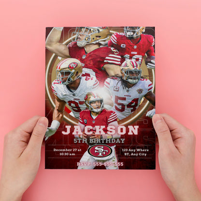 San Francisco 49ers Sports Birthday Invitation - CreativeRino