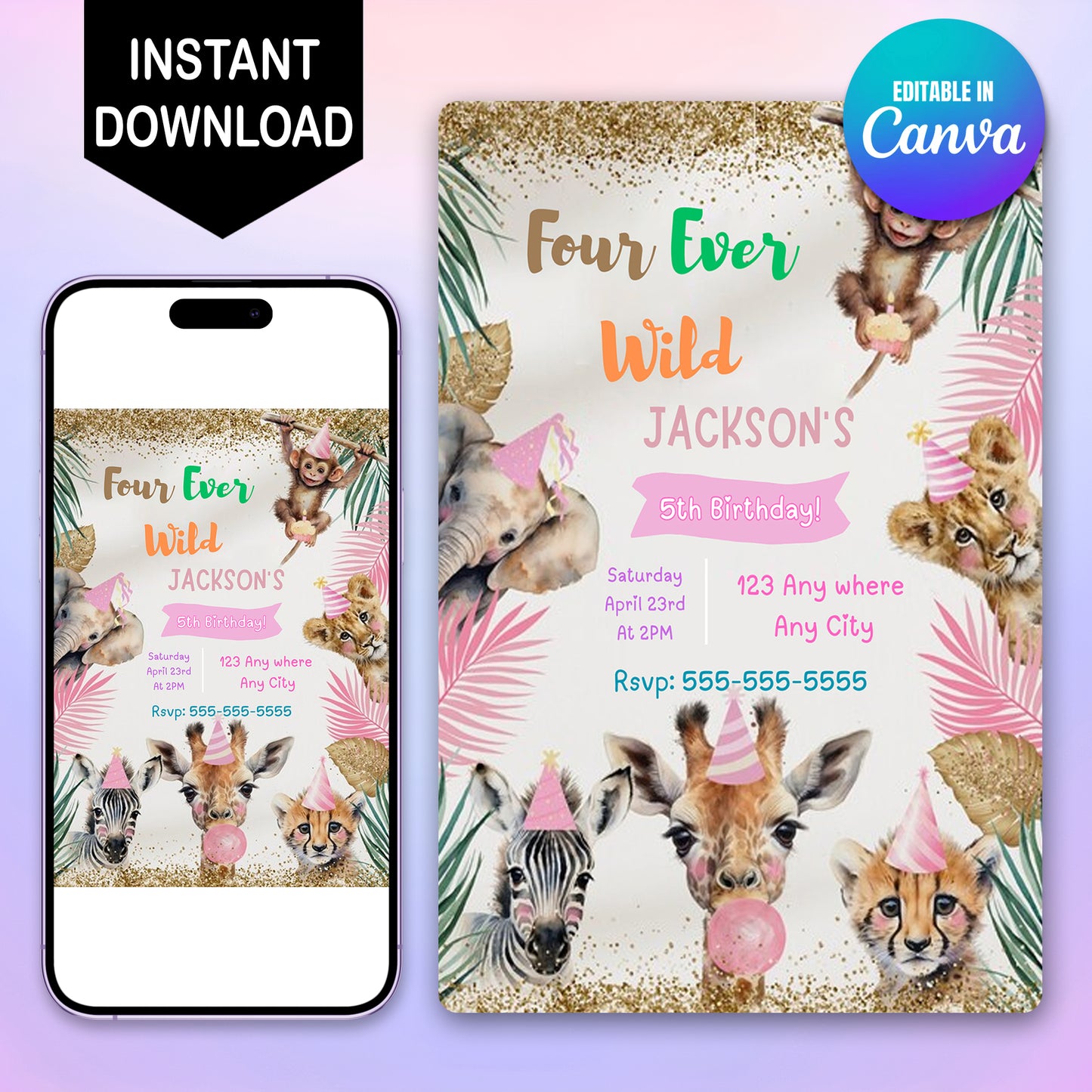 Four Ever Wild Birthday Invitation - CreativeRino