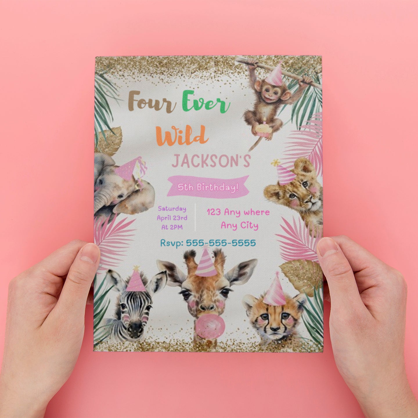 Four Ever Wild Birthday Invitation - CreativeRino