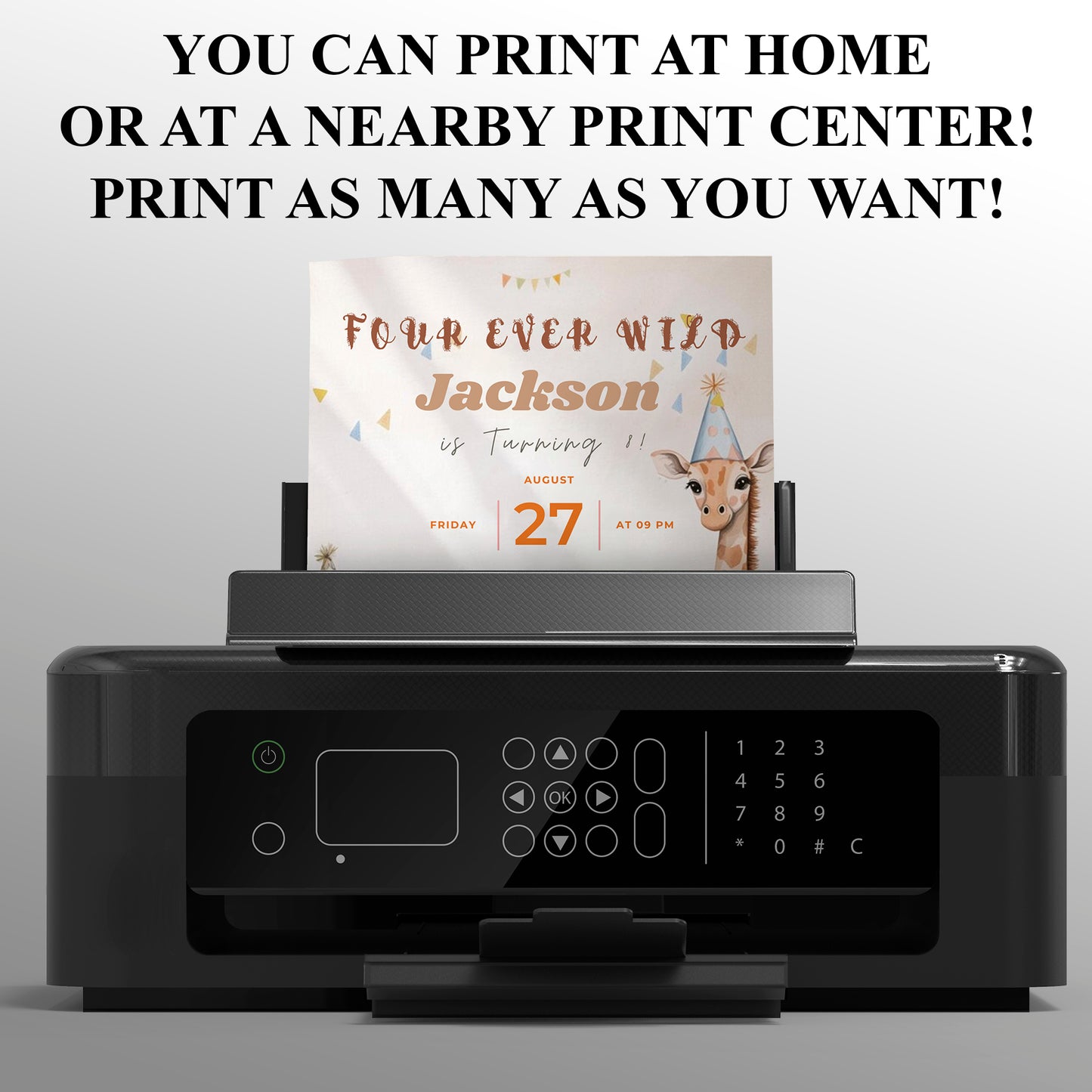 Editable Four Ever Wild Birthday Invitation - CreativeRino