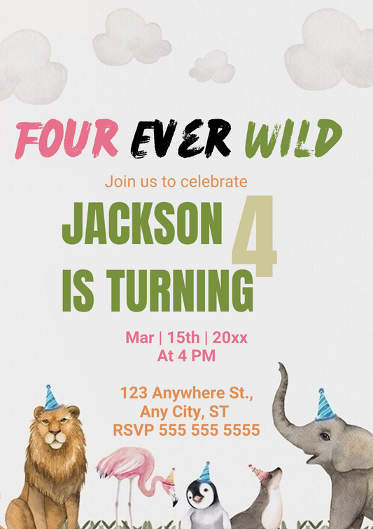 Four Ever Wild Invitation - CreativeRino