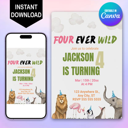 Four Ever Wild Invitation - CreativeRino