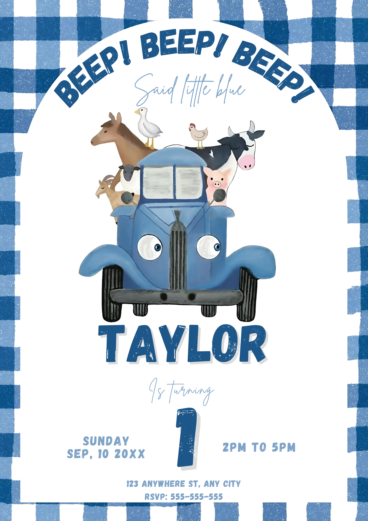 Little Blue Truck Birthday Invitations - CreativeRino