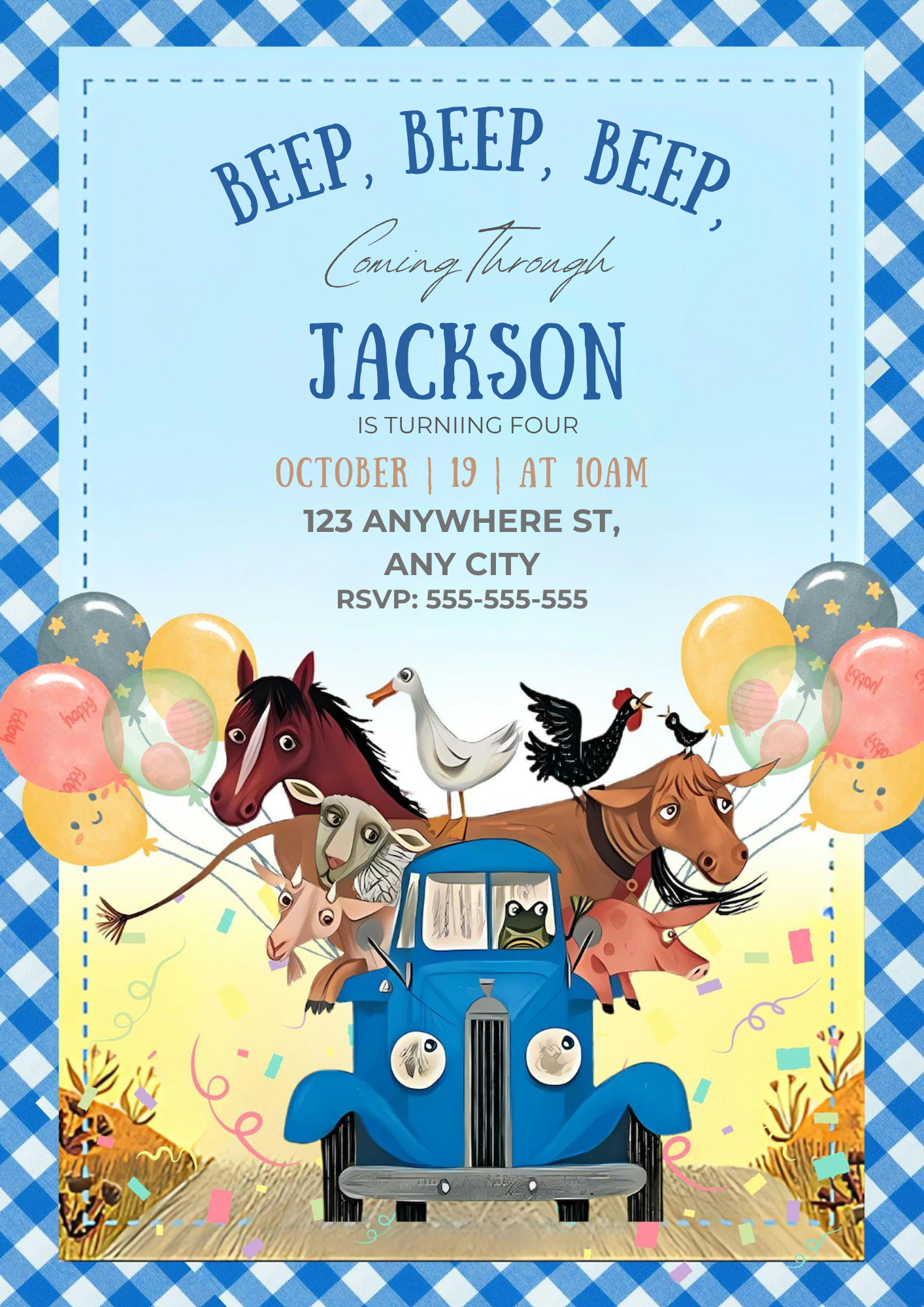 Little Blue Truck Invitation - CreativeRino