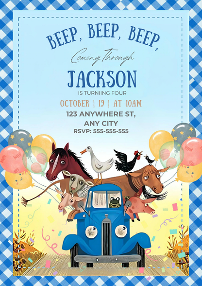 Little Blue Truck Invitation - CreativeRino