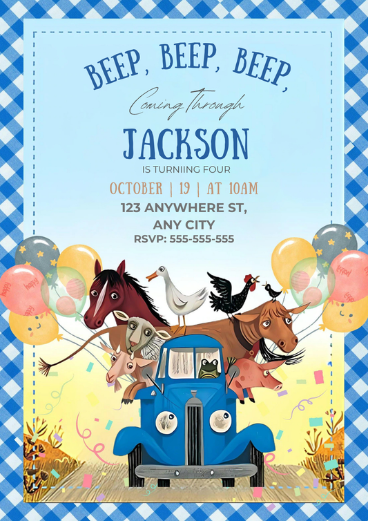 Little Blue Truck Invitation - CreativeRino
