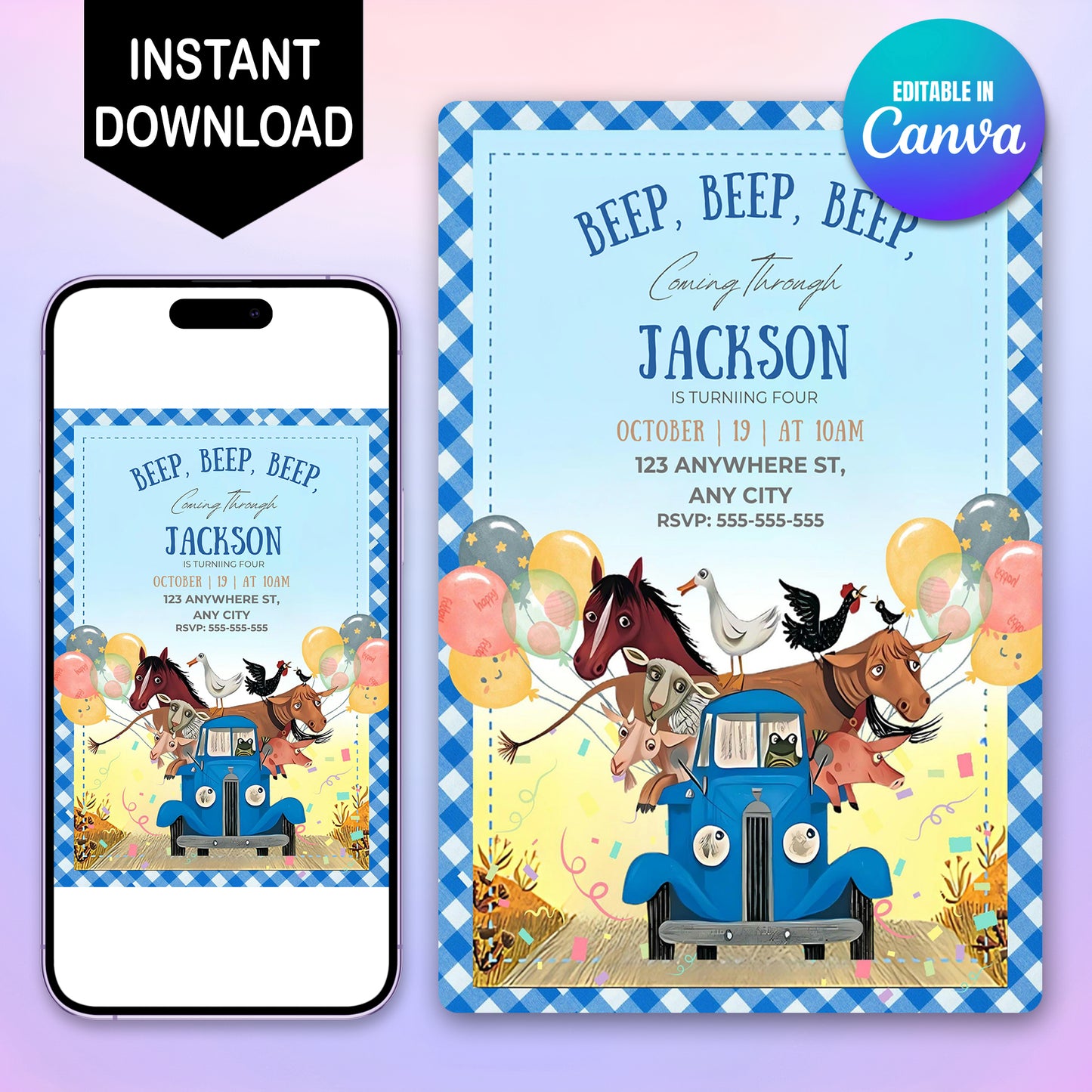 Little Blue Truck Invitation - CreativeRino
