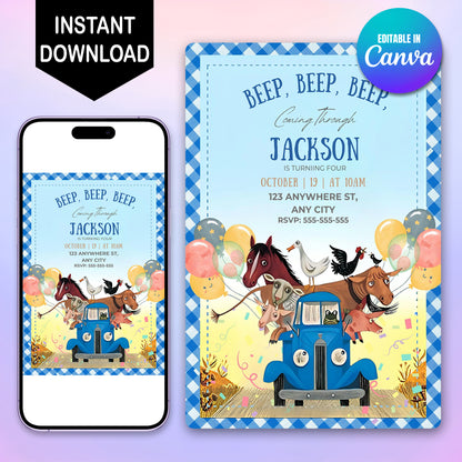 Little Blue Truck Invitation - CreativeRino