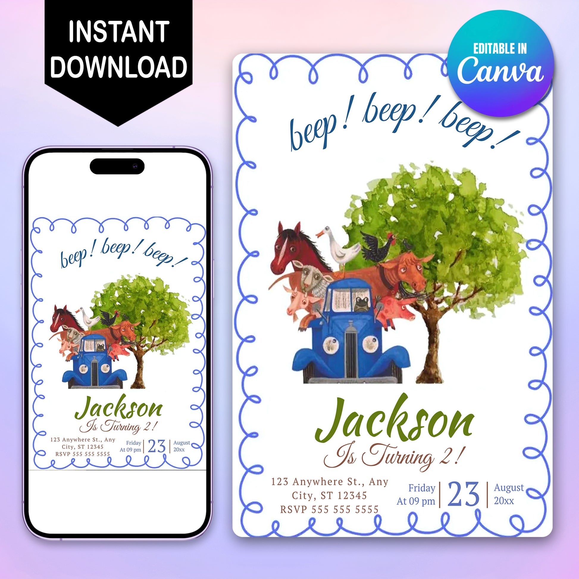 Little Blue Truck Invitation Template - CreativeRino