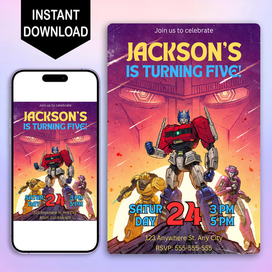 Transformers One Birthday Invitation Template - CreativeRino
