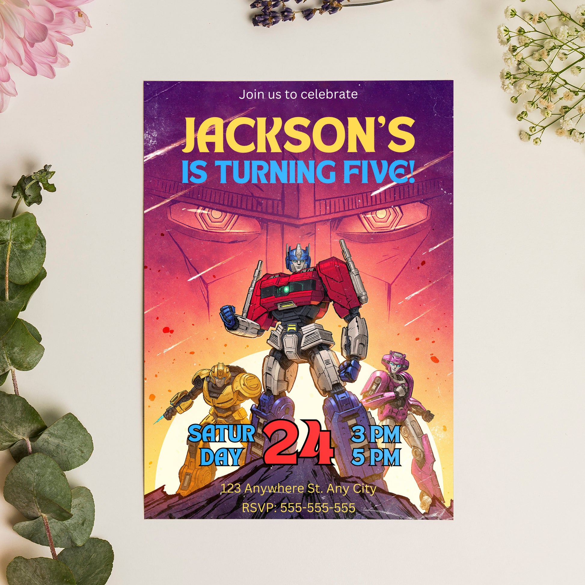 Transformers One Birthday Invitation Template - CreativeRino