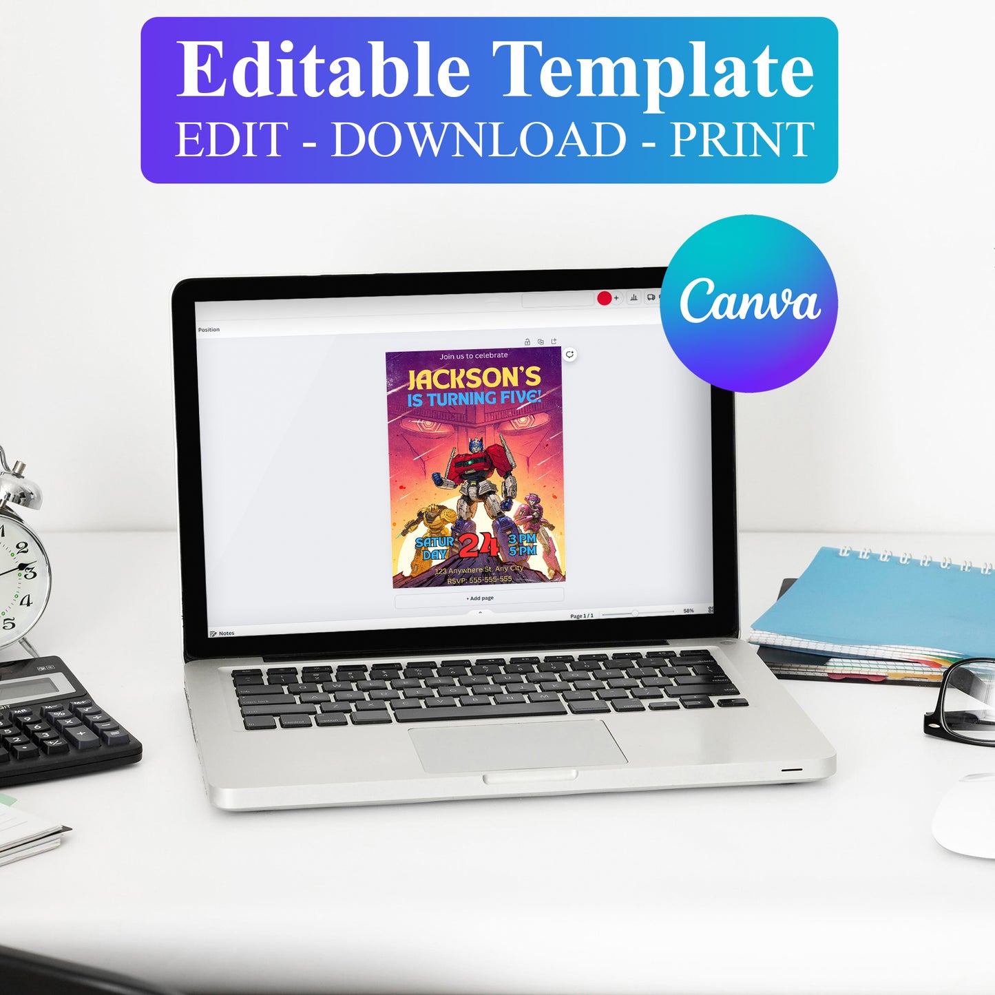 Transformers One Birthday Invitation Template - CreativeRino