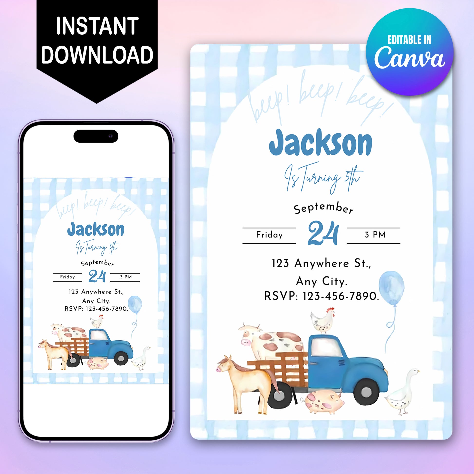Little Blue Truck Party Invitations - CreativeRino