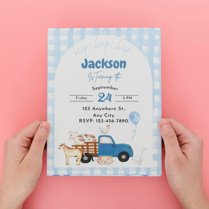 Little Blue Truck Party Invitations - CreativeRino