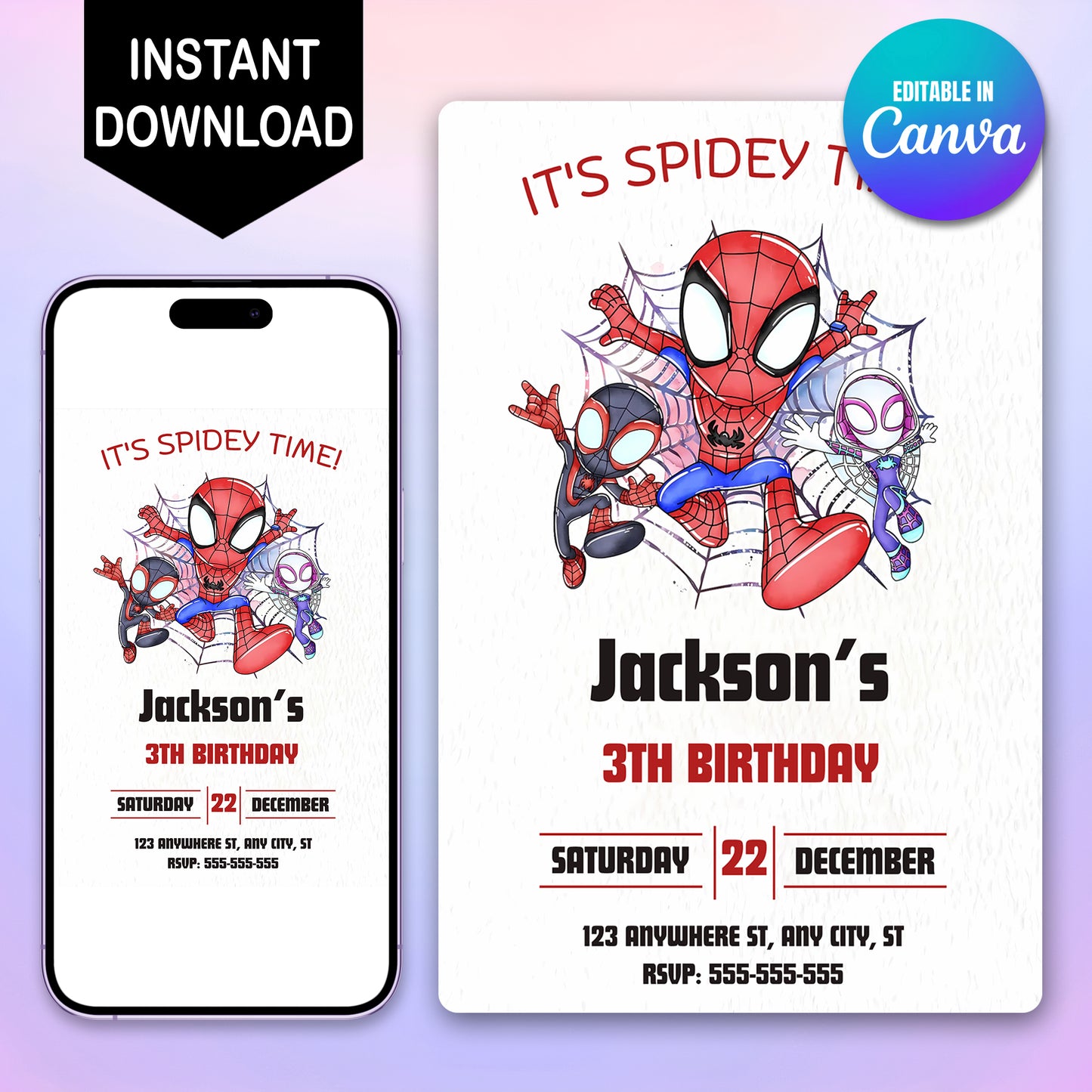 Miles Morales Birthday Invitation Template - CreativeRino