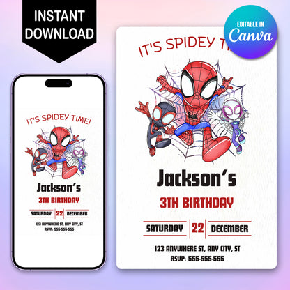 Miles Morales Birthday Invitation Template - CreativeRino