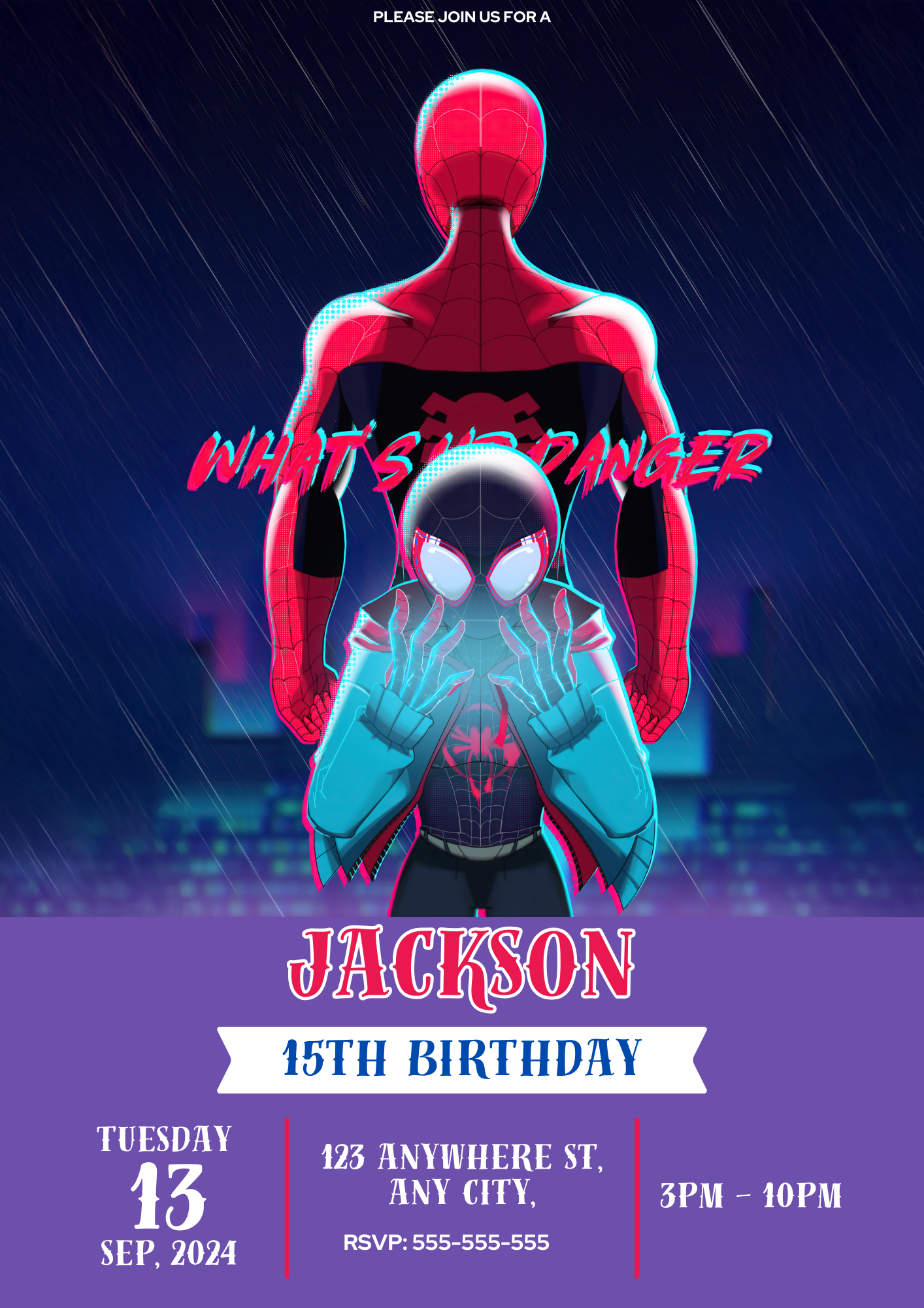 Miles Morales Birthday Party Invitations - CreativeRino